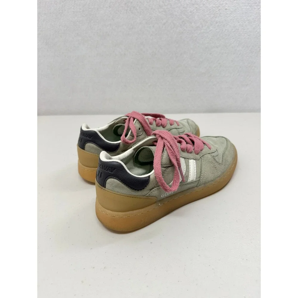 Coolway Goal Sage Green Suede Retro Soccer Sneakers Pink Laces US 6 EU 37